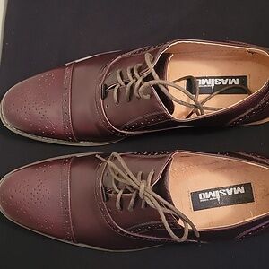 Massimo Men's Dark Burgundy Oxfords Size 12